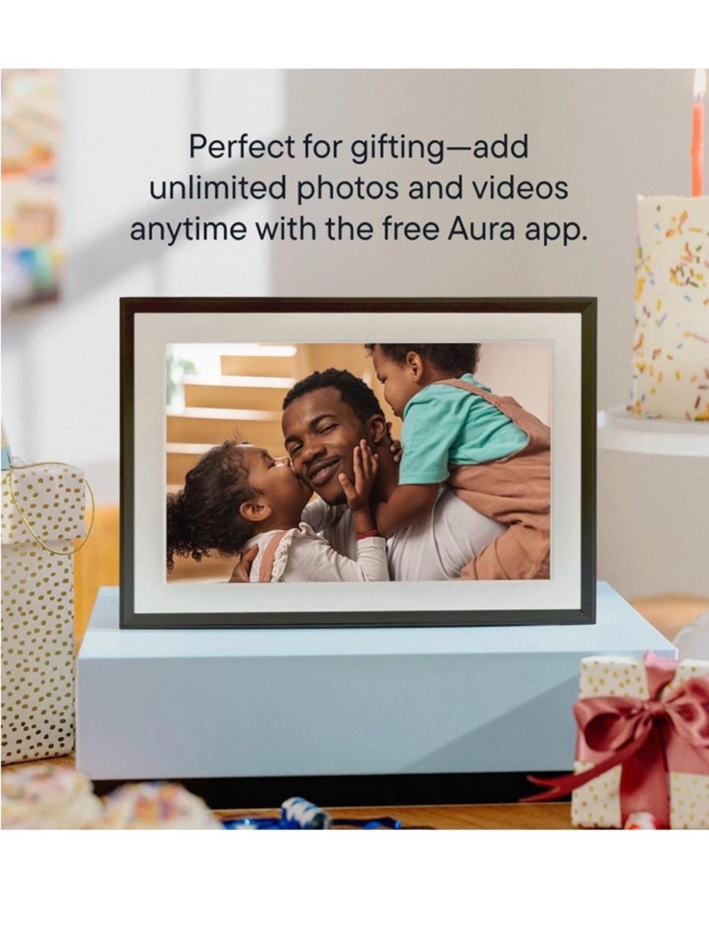 Aura Carver Digital Frame - Gravel Frame with White Mat - Picture 6 of 6